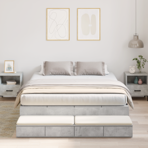 vidaXL Opbergbedframe in Beton Grijs 140x190 cm