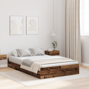 vidaXL Opbergbedframe met lade Oud Hout 120 x 200 cm Bewerkt hout