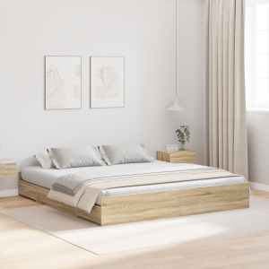 vidaXL Opbergbedframe met lade met hoofdeinde met opslag Sonoma eiken 200 x 200 cm