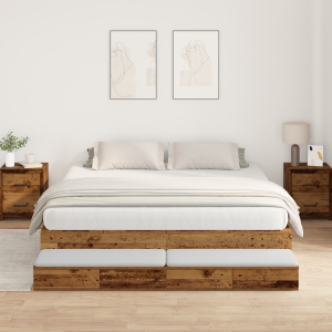 vidaXL Opbergbedframe van Oud Hout 200x200 cm