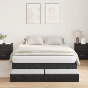 vidaXL Opbergbedframe Zwart Eiken 160x200 cm