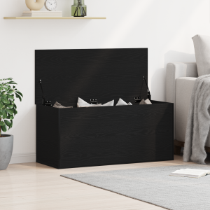 vidaXL Opbergdoos met deksel 100x42x46 cm bewerkt hout zwart eiken