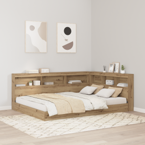 vidaXL Opberghoofdbord artisanaal eikenkleurig 150 cm Bewerkt hout