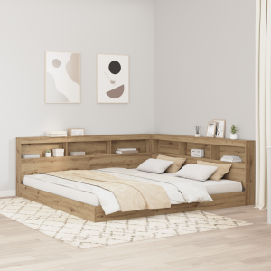 vidaXL Opberghoofdbord met plank Artisan Eiken 200 cm Bewerkt hout