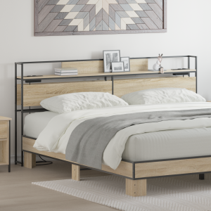 vidaXL Opberghoofdbord met plank Sonoma eiken 98 cm Bewerkt hout