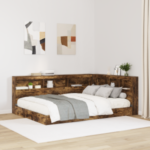 vidaXL Opberghoofdbord met plank Gerookt eiken 150 cm Bewerkt hout