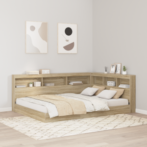 vidaXL Opberghoofdbord met plank met hoofdeinde met opslag Sonoma eiken 135 cm Bewerkt hout