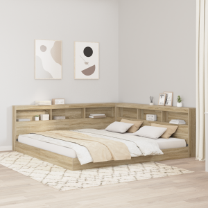 vidaXL Opberghoofdbord met plank met hoofdeinde met opslag Sonoma eiken 180 cm Bewerkt hout