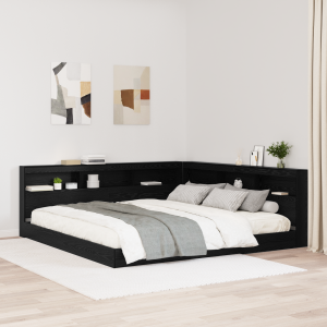 vidaXL Opberghoofdbord met plank Zwart Eiken 200 cm Bewerkt hout