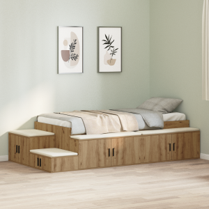 vidaXL Opbergbedframe met opslag Artisan Eiken 75 cm Bewerkt hout