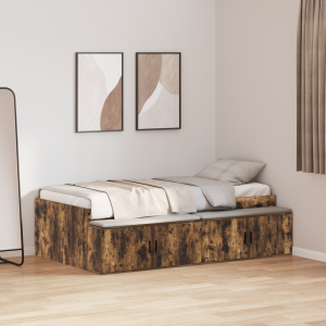 vidaXL Bedframe met lade Gerookt eiken 80 x 200 cm Bewerkt hout