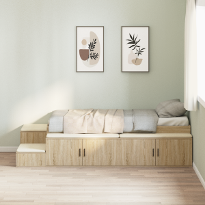 vidaXL Opbergbedframe met opslag Sonoma Eiken 75 cm Bewerkt hout