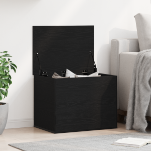 vidaXL Opslagdoos met deksel 60x42x46 cm bewerkt hout zwart eikenkleur