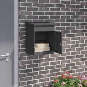 vidaXL Pakket inwerp box Zwart 44 x 35 x 59 cm Staal