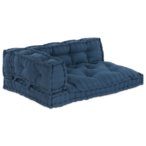 vidaXL Palletbankkussen met arm- en rugsteun stof blauw