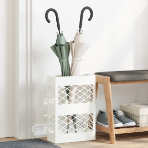 vidaXL Paraplu Standaard Rooster met opslag Wit 28 x 12 x 41 cm Staal