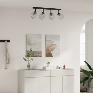 vidaXL Plafondlamp met verstelbare glazen lampenkap E27 antraciet