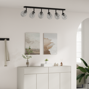 vidaXL Plafondlamp met verstelbare glazen lampenkap E27 antraciet