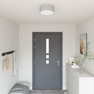 vidaXL Plafondlamp vlakke montage Ø 30 cm E27 stof grijs