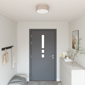 vidaXL Plafondlamp vlakke montage Ø 30 cm E27 stof taupe
