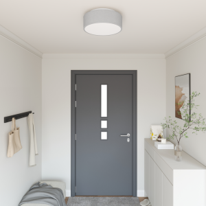vidaXL Plafondlamp vlakke montage Ø 38 cm E27 stof grijs