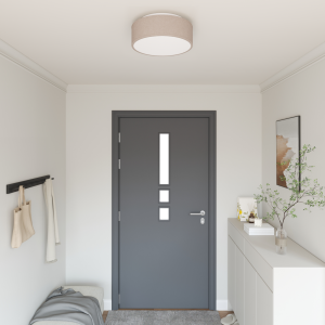 vidaXL Plafondlamp vlakke montage Ø 38 cm E27 stof taupe