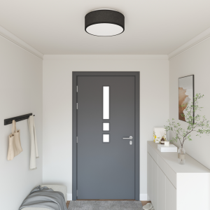 vidaXL Plafondlamp vlakke montage Ø 38 cm E27 stof zwart