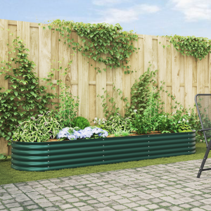 vidaXL Plantenbak verhoogd 320x80x44 cm gegalvaniseerd staal groen
