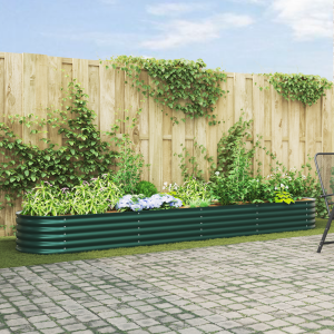 vidaXL Plantenbak verhoogd 400x80x44 cm gegalvaniseerd staal groen