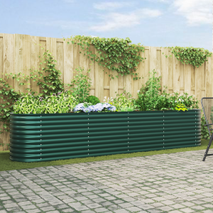 vidaXL Plantenbak verhoogd 400x80x81 cm gegalvaniseerd staal groen