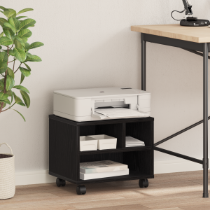 vidaXL Printerstandaard met wielen 41x32x33,5 cm zwart eikenkkeurig