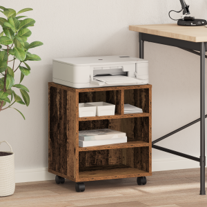 vidaXL Printerstandaard met wielen 41x32x48 cm oud houtkleurig