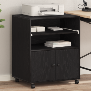 vidaXL Printerstandaard met wielen 60x48x74 cm zwart eikenkleurig