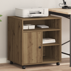 vidaXL Printerstandaard met wielen 60x50x67 cm artisanaal eiken