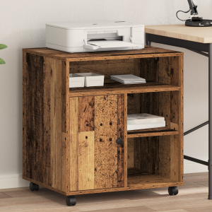 vidaXL Printerstandaard met wielen 60x50x67 cm oud houtkleurig