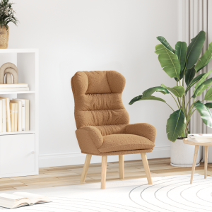 vidaXL Relaxstoel krullende wolachtige stof beige