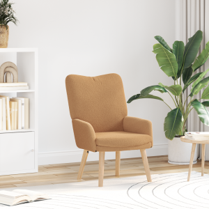vidaXL Relaxstoel krullende wolachtige stof beige