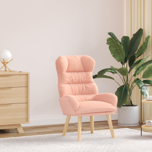 vidaXL Relaxstoel krullende wolachtige stof roze