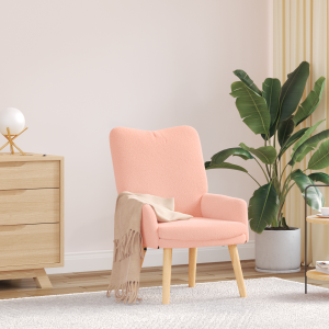 vidaXL Relaxstoel krullende wolachtige stof roze