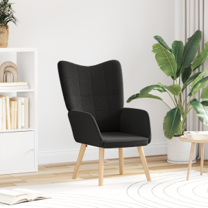 vidaXL Relaxstoel krullende wolachtige stof zwart