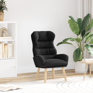 vidaXL Relaxstoel krullende wolachtige stof zwart