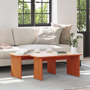 vidaXL Salontafel 2 pcs Wasbruin Massief grenenhout