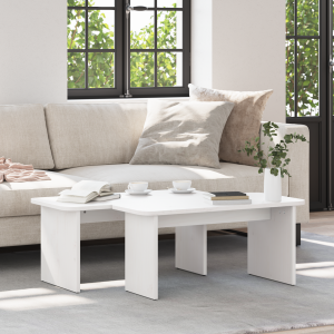 vidaXL Salontafel 2 pcs Wit Massief grenenhout