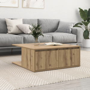 vidaXL Salontafel artisanaal eikenkleurig 80 x 80 x 31 cm Bewerkt hout