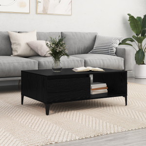 vidaXL Salontafel Zwart eiken 90 x 60 x 35 cm Bewerkt hout