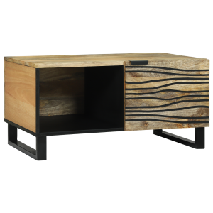 vidaXL Salontafels met plank Geometrisch met opslag met de deur Bruin 80 x 50 x 40 cm massief mangohout