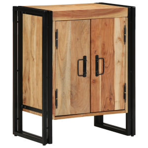 vidaXL Schoenenkast 30x30x40 cm massief acaciahout en staal zwart
