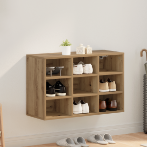 vidaXL Schoenenkast Artisan Eiken 77,5 x 30 x 51 cm Bewerkt hout