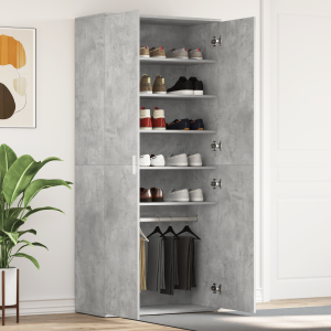 vidaXL Schoenenkast Betongrijs 80x39x180 cm Gelaagd Hout