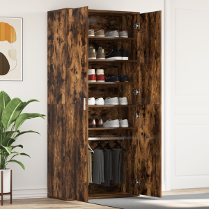 vidaXL Schoenenkast Gerookt eiken 80 x 39 x 178 cm Bewerkt hout